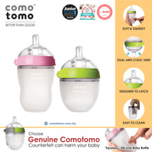 Load image into Gallery viewer, ♥SAVE MORE♥ Comotomo Natural Feel Anti-Bacterial Heat Resistance Silicon Baby Bottle 150ml+250ml (Green/Pink)