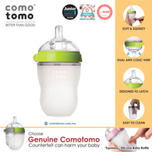 Load image into Gallery viewer, Comotomo Natural Feel Anti-Bacterial Heat Resistance Silicon Baby Bottle 250ml (Green)