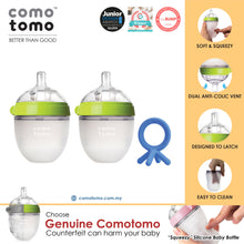 Load image into Gallery viewer, ♥SUPER SAVE♥ Comotomo Natural Feel Anti-Bacterial Heat Resistance Silicon Baby Bottle 150ml Twin Pack & Silicon Teether