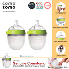 Load image into Gallery viewer, ♥SAVE MORE♥ Comotomo Natural Feel Anti-Bacterial Heat Resistance Silicon Baby Bottle 150ml X2 (Green/Pink)