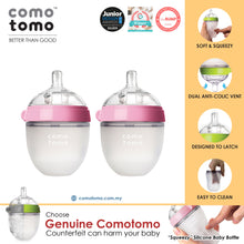 Load image into Gallery viewer, ♥SAVE MORE♥ Comotomo Natural Feel Anti-Bacterial Heat Resistance Silicon Baby Bottle 150ml X2 (Green/Pink)