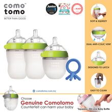Load image into Gallery viewer, ♥SUPER SAVE♥ Comotomo Natural Feel Anti-Bacterial Heat Resistance Silicon Baby Bottle Set & Silicon Teether