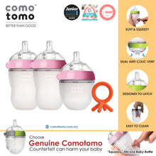 Load image into Gallery viewer, ♥SUPER SAVE♥ Comotomo Natural Feel Anti-Bacterial Heat Resistance Silicon Baby Bottle Set & Silicon Teether