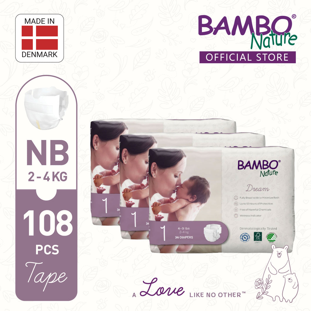 [BUNDLE] Bambo Nature Dream New Born (NB) - Size 1, 108pcs