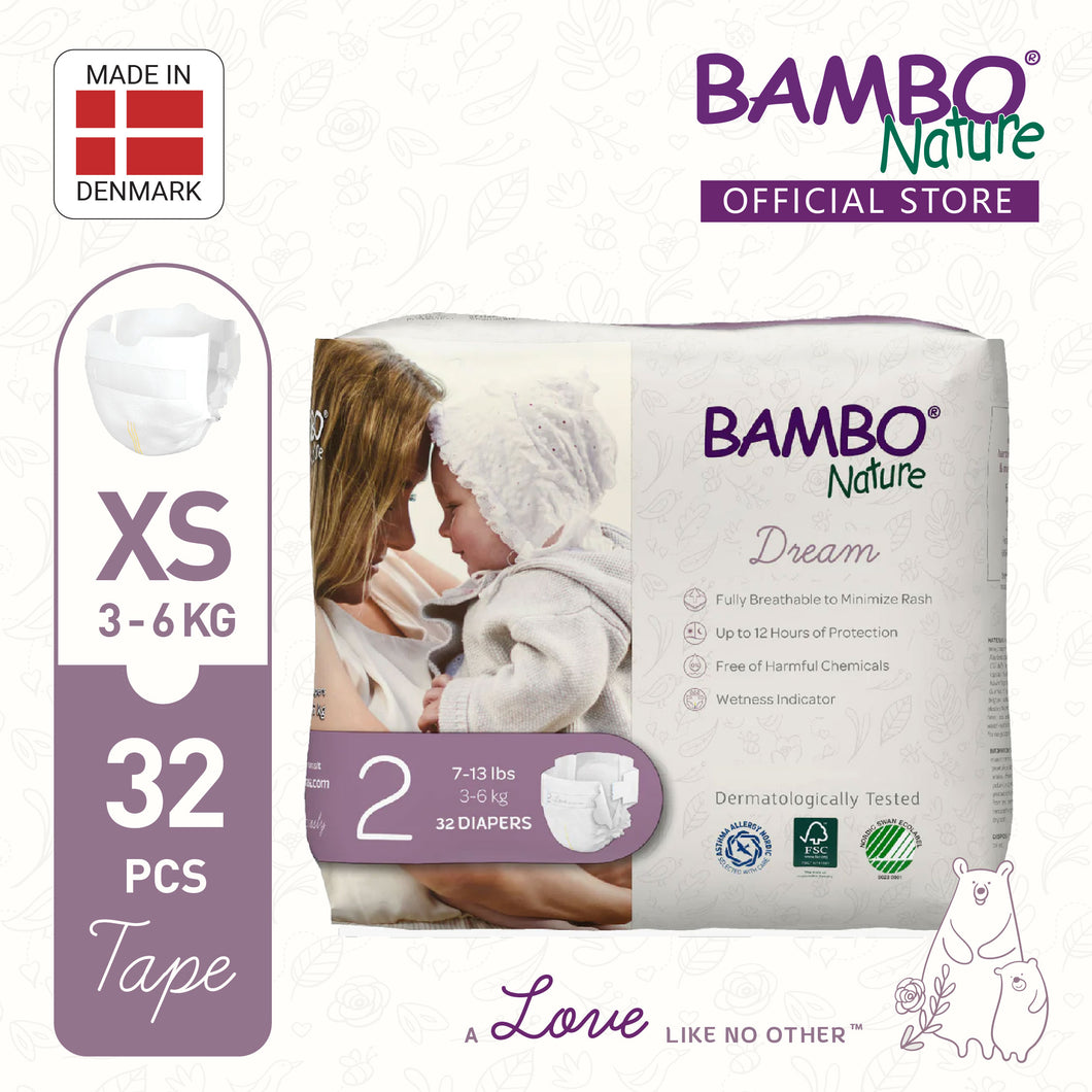 Bambo Nature Dream Mini (XS) - Size 2, 32pcs/pack
