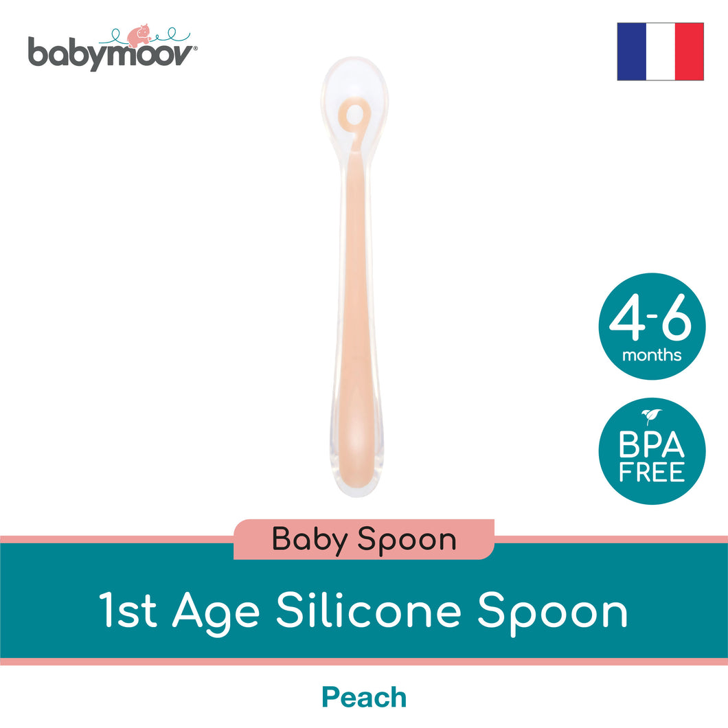 Babymoov 1st Age Silicone Baby Spoon - Peach