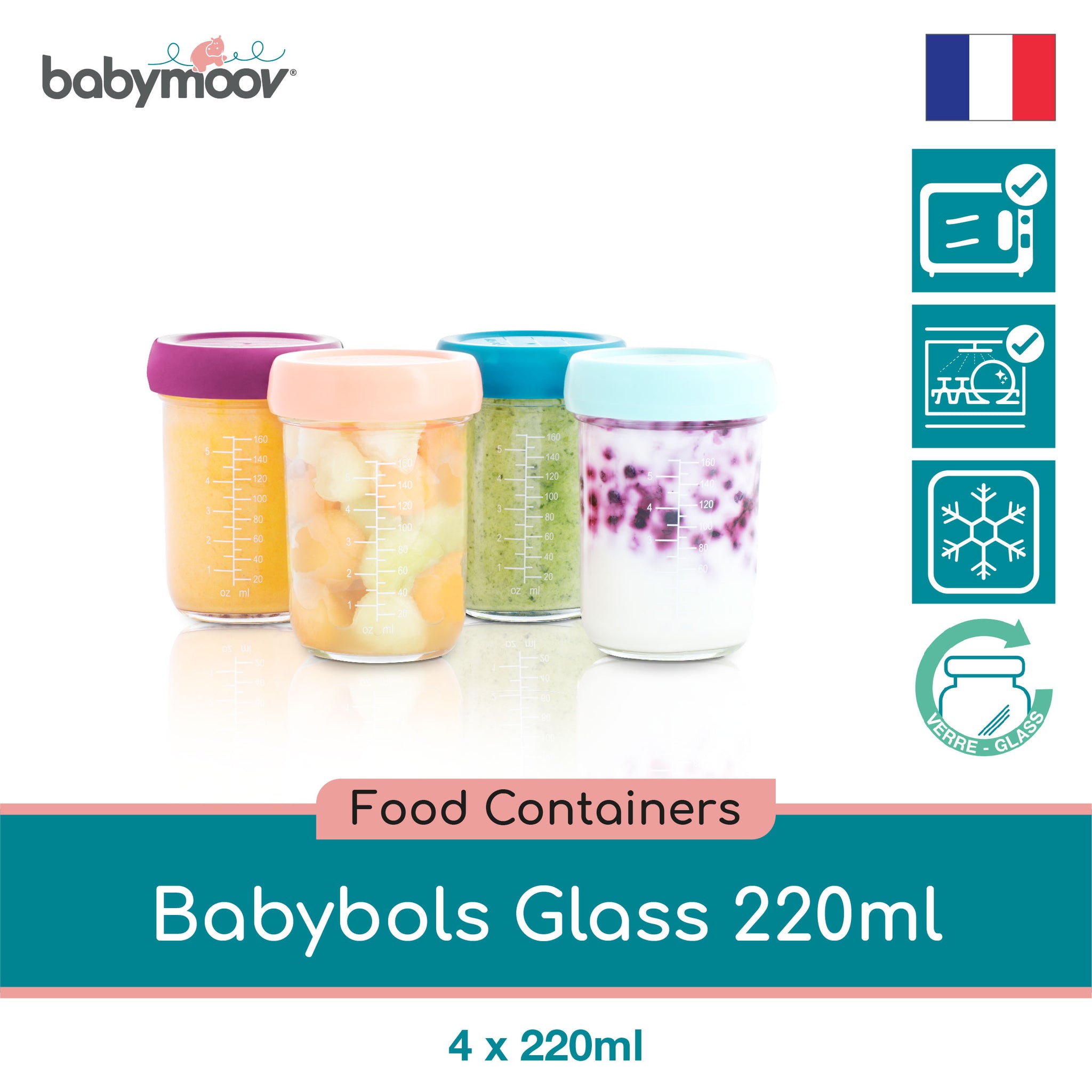 Babymoov Glass Babybols Food Storage 4 Piece Multiset