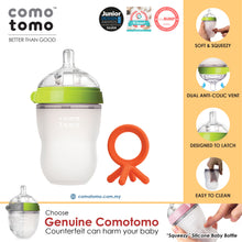 Load image into Gallery viewer, ♥SAVE MORE♥ Comotomo Natural Feel Anti-Bacterial Heat Resistance Silicon Baby Bottle 250ml (Green/Pink) &amp; Silicon Teether Set
