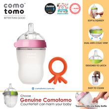 Load image into Gallery viewer, ♥SAVE MORE♥ Comotomo Natural Feel Anti-Bacterial Heat Resistance Silicon Baby Bottle 250ml (Green/Pink) &amp; Silicon Teether Set
